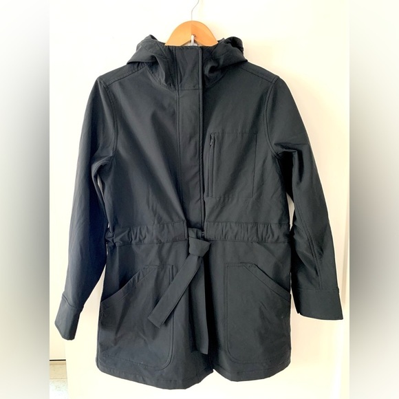 KIT AND ACE Black Hooded Shell Jacket with Waist Belt - Picture 2 of 5